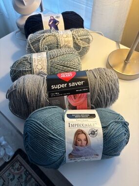 Soft Worsted Yarn Bundle-Blues and Grays